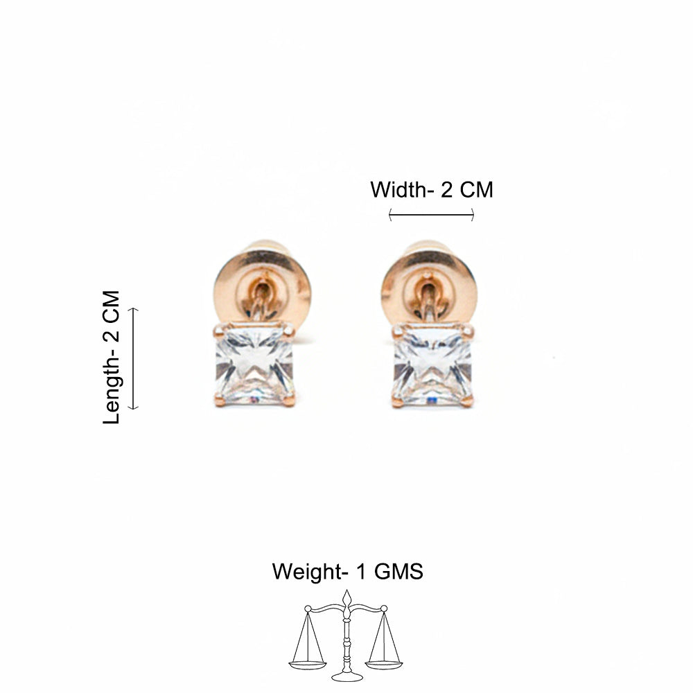 Zirconia Crystal Square Stud Earring