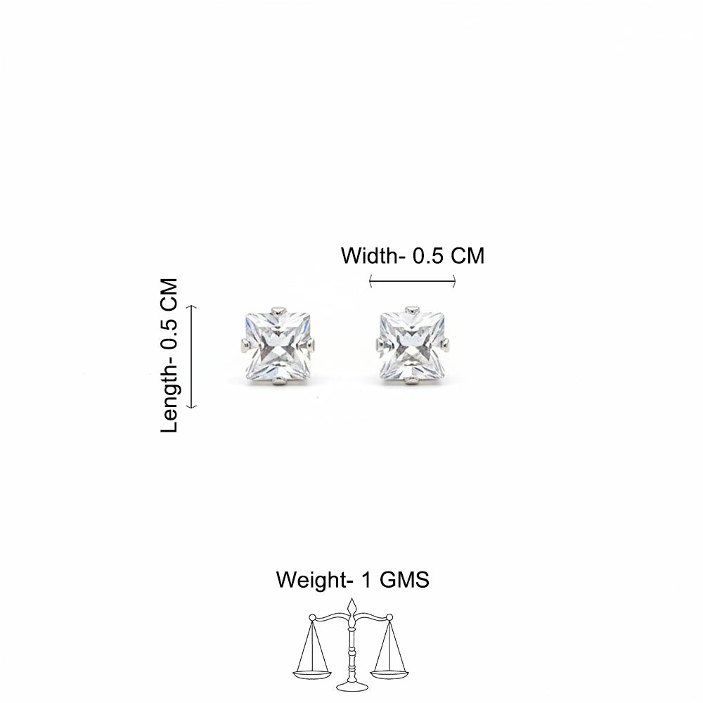 Zirconia Crystal Square Stud Earring