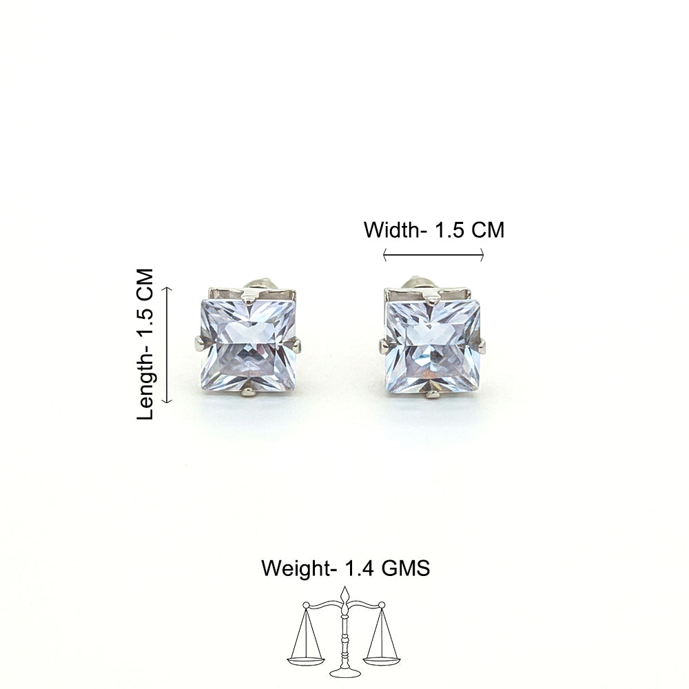 Zirconia Crystal Square Stud Earring