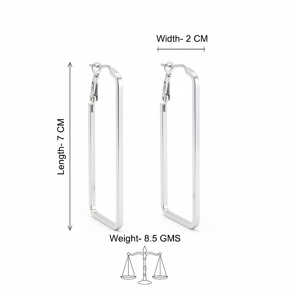 Sleek Silver Rectangular Hoop Earring