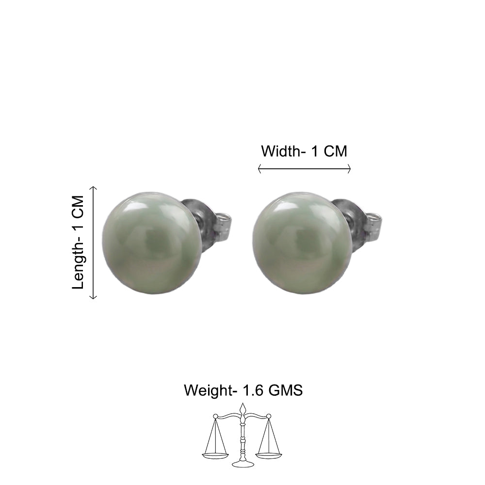 Glossy Dome Stud Earrings (Green)