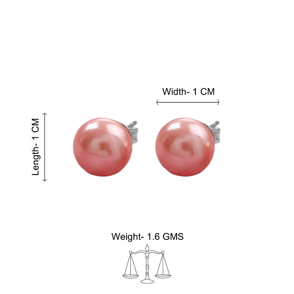 Glossy Dome Stud Earrings (Baby Pink)