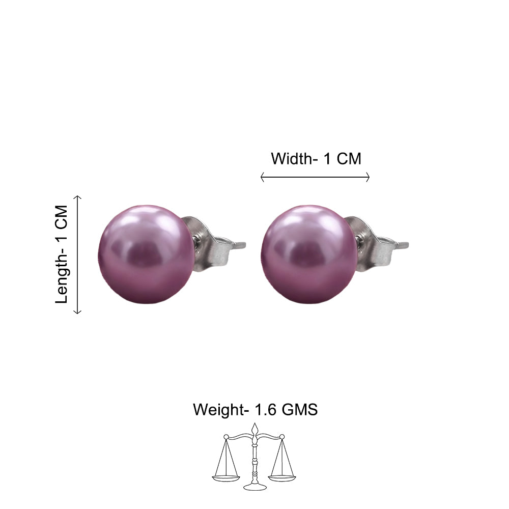 Glossy Dome Stud Earrings (Purple)