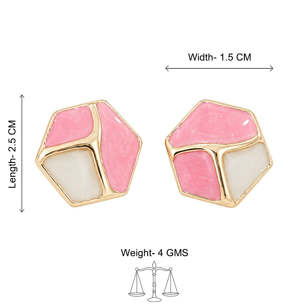 Pink Geometric Glow Stud Earrings