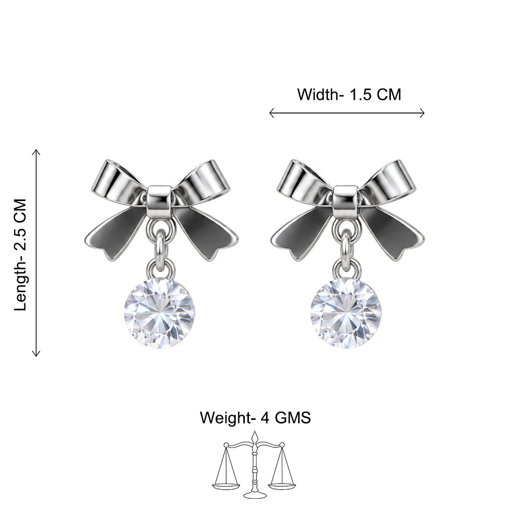 Bow Drop Sparkle Stud Earrings