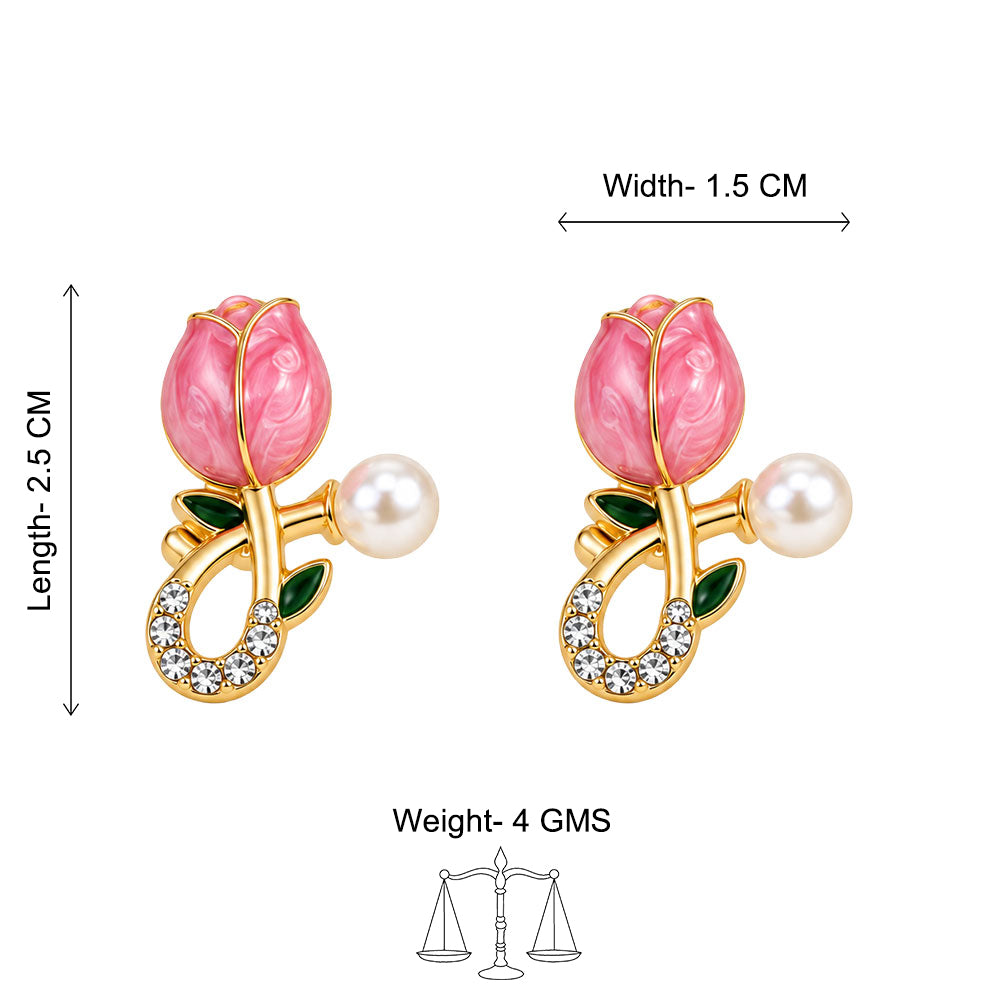 Crystal Blossom Drop Stud Earrings