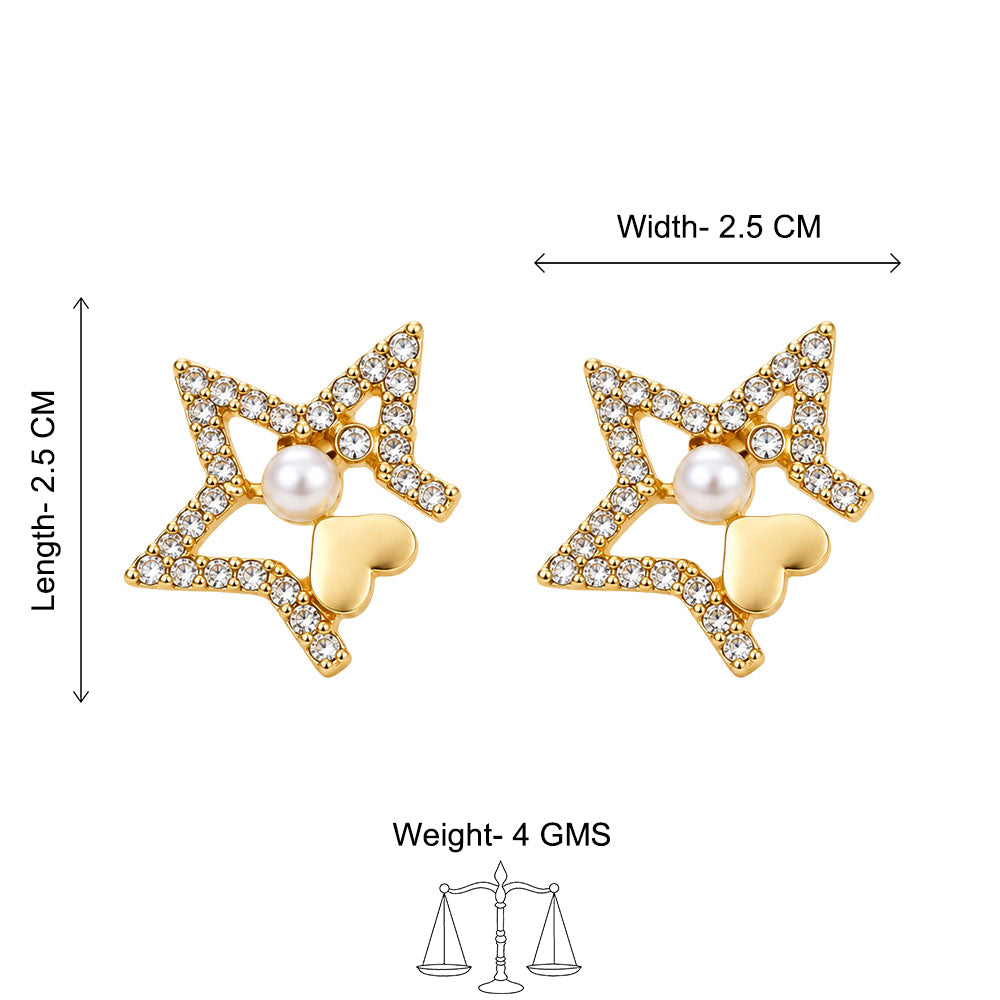 Starry Pearl Bow Stud Earrings