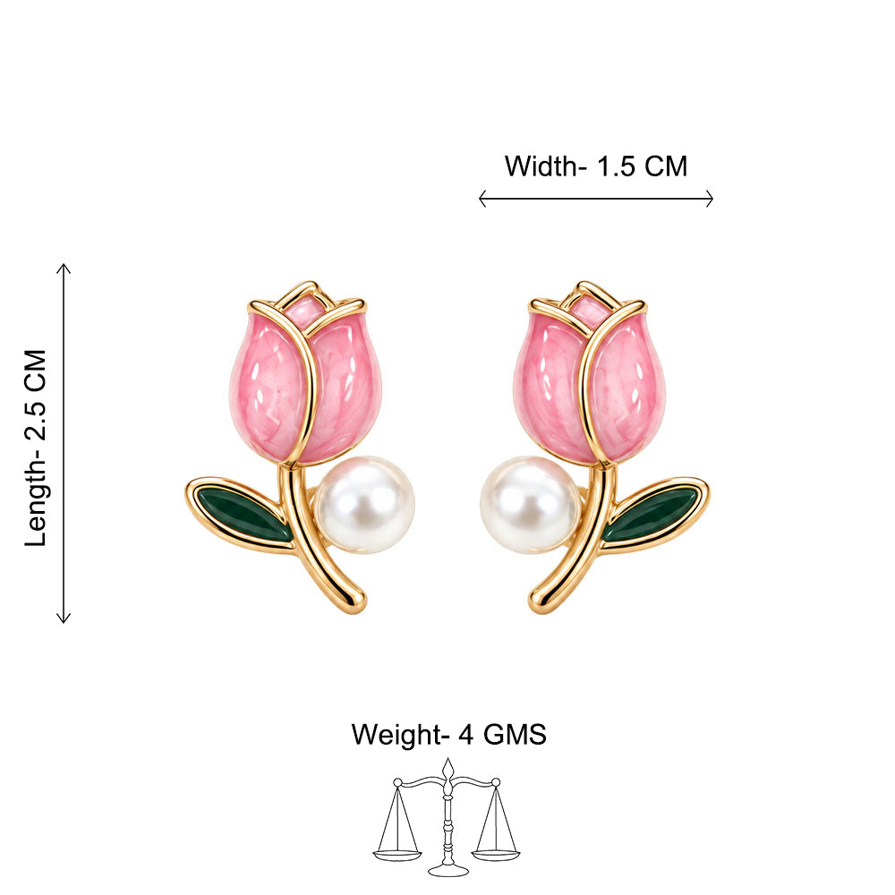 Blushing Rose Pearl Stud Earrings