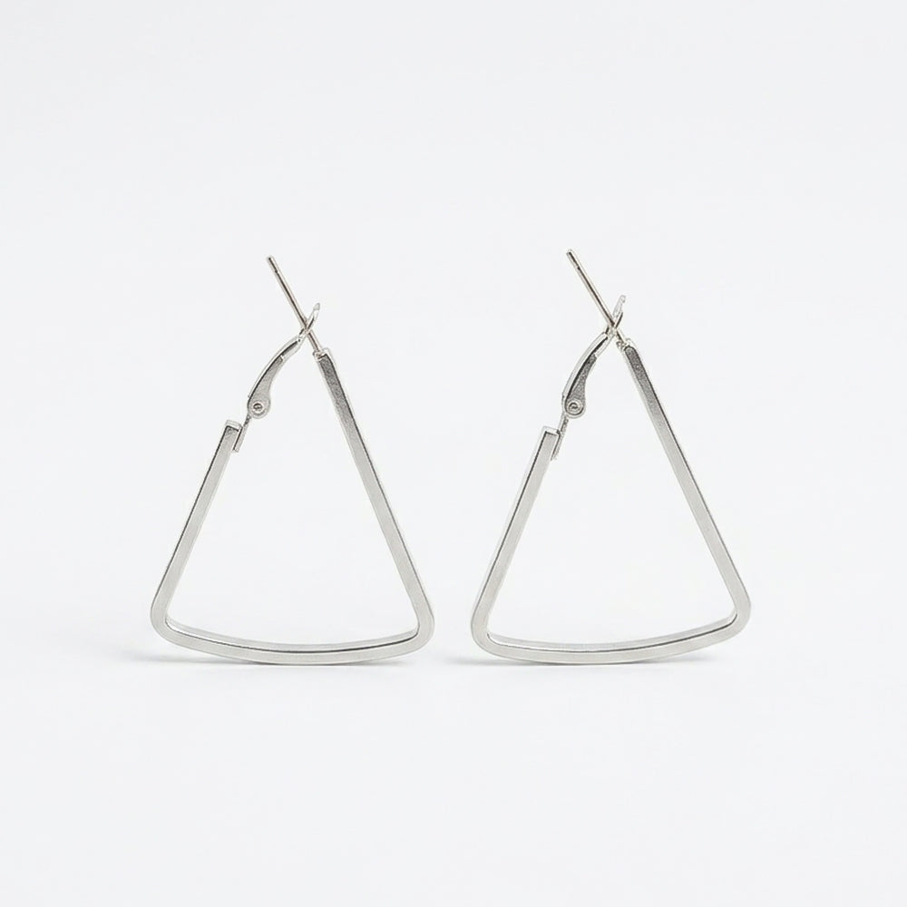 Western Style Triangular Metallic Loop Earrings