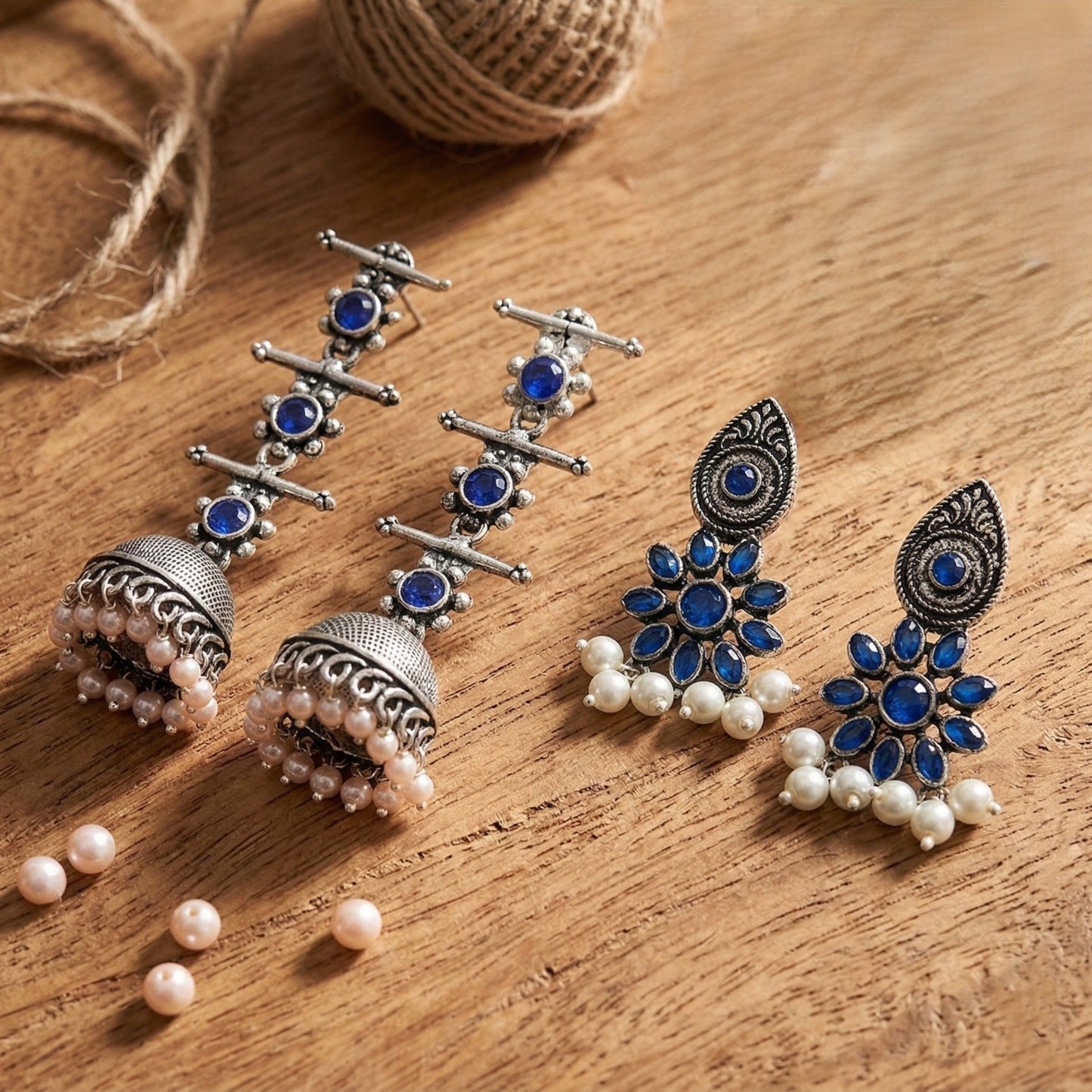 StylishKudi Oxidised Silver Jhumki&Stud Earring ComboSet for Women&girl