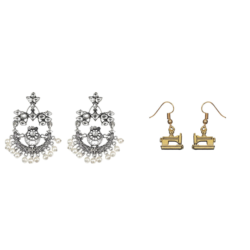 Carved Charm Dangler earrings (White) Sew-chic dangler earrings Combo set