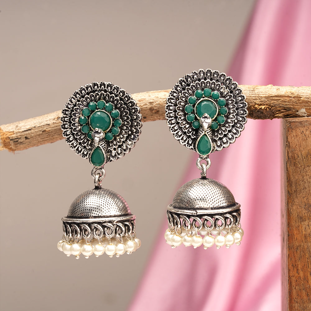 Evergreen jhumka earrings (Green)