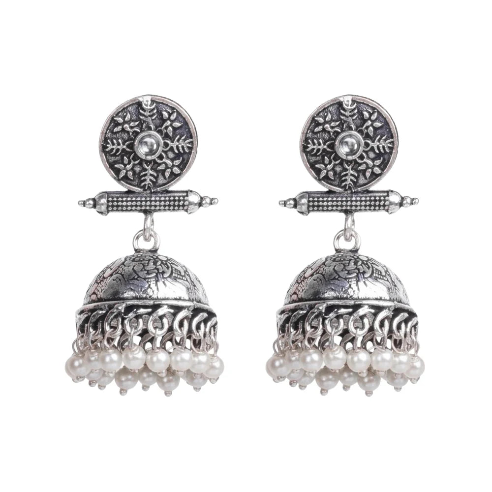Dazzle Dash Jhumki earring (Green) Charmbell earrings (White) Combo set