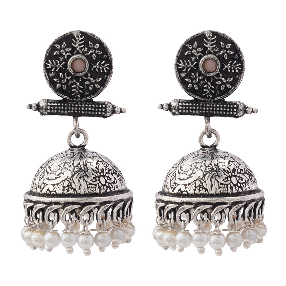 Charmbell jhumka earrings (Baby Pink)