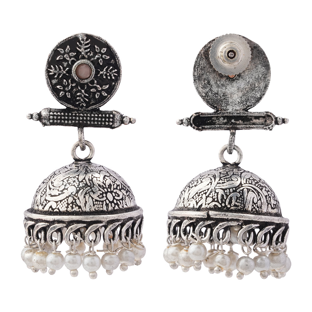 Charmbell jhumka earrings (Baby Pink)