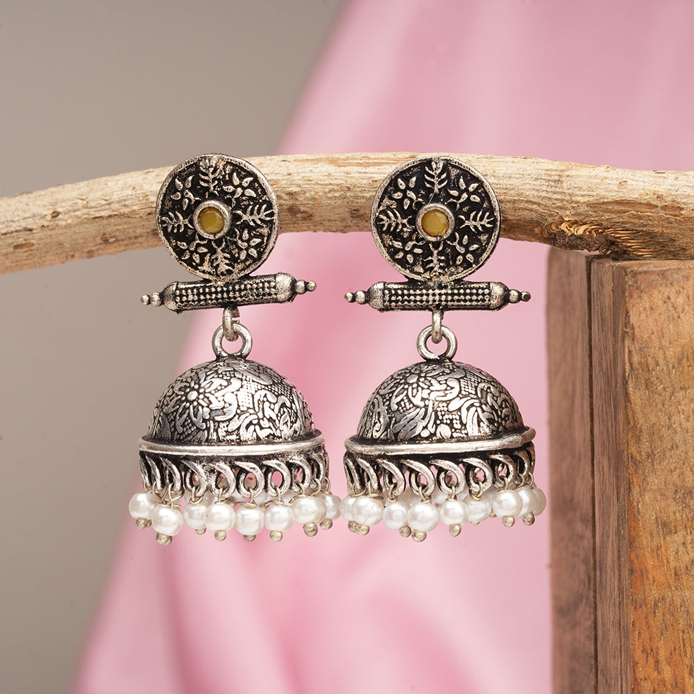 Charmbell jhumka earrings (Yellow)