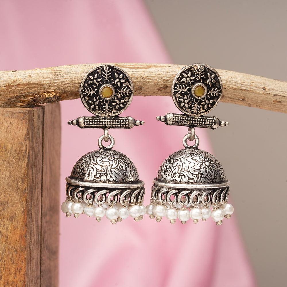 Charmbell jhumka earrings (Yellow)