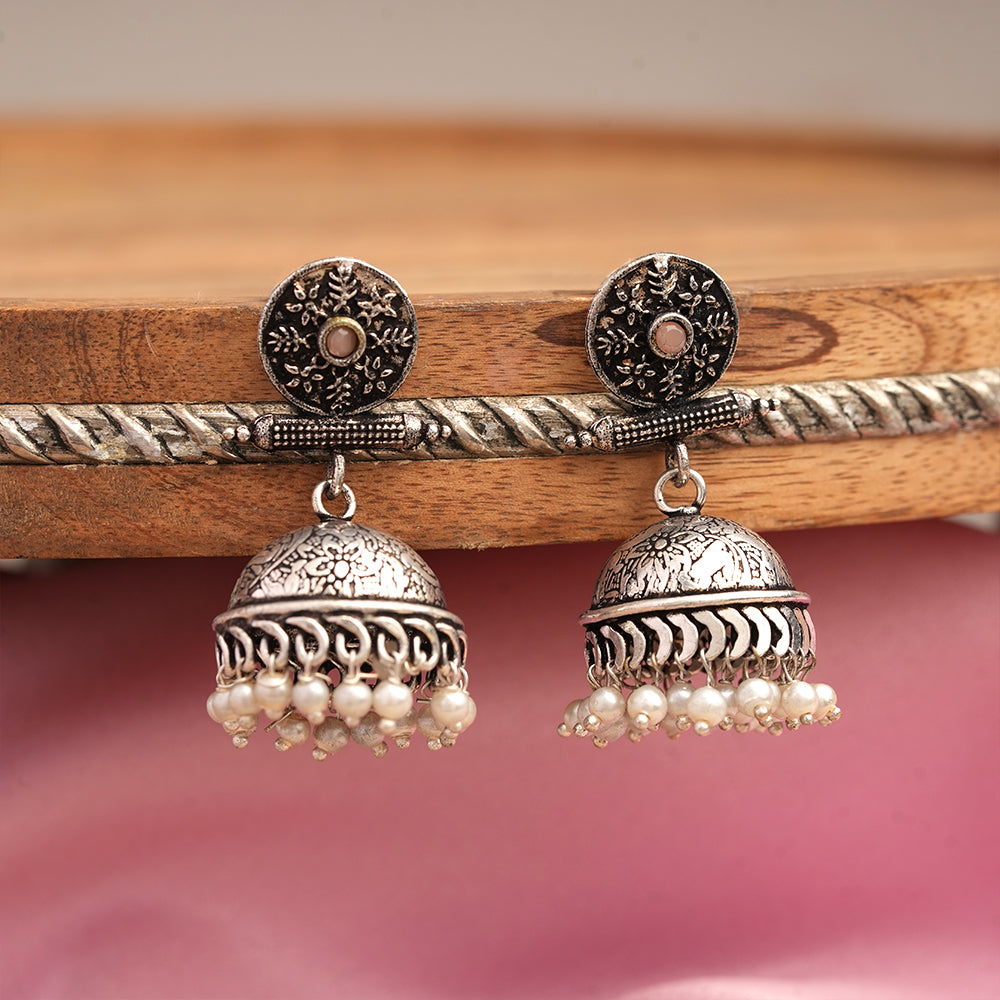 Charmbell jhumka earrings (Light Orange)