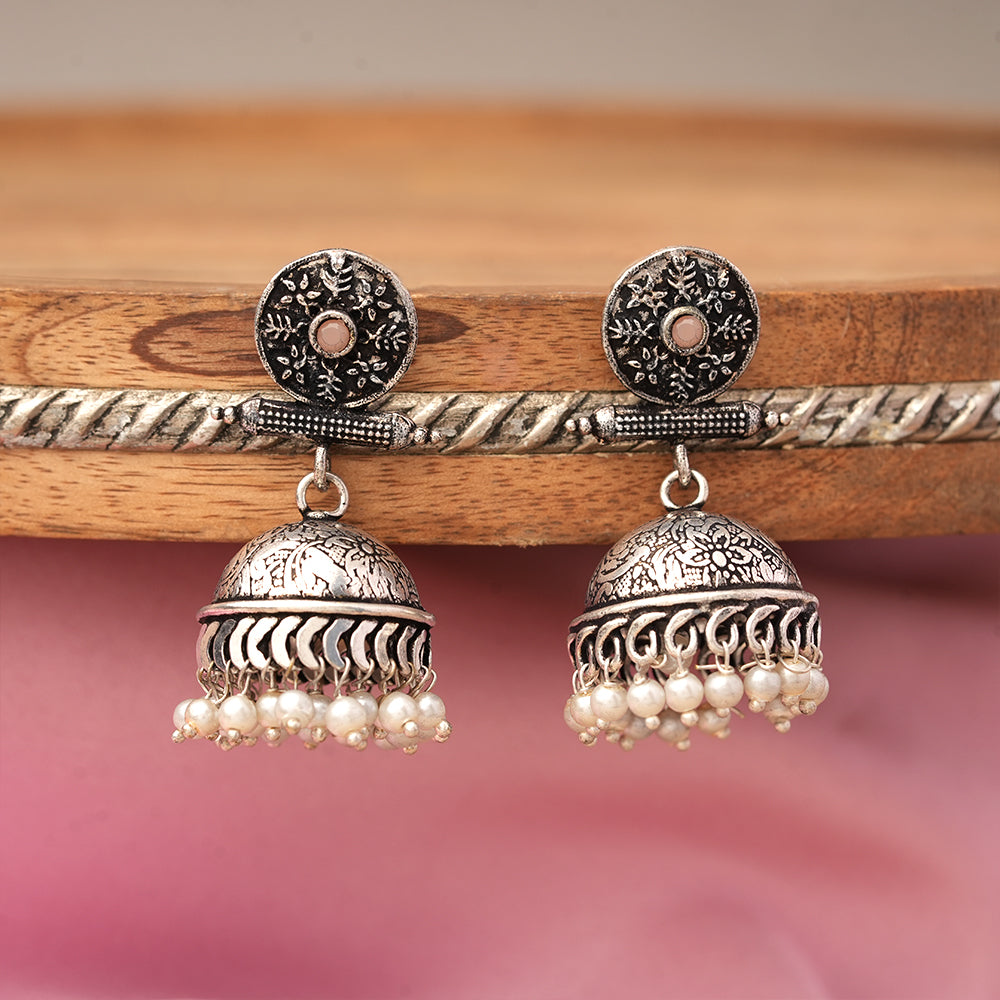 Charmbell jhumka earrings (Light Orange)