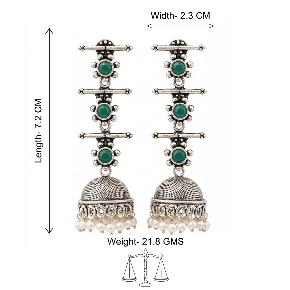 Royal Triple Bell Layered Earring (Green)