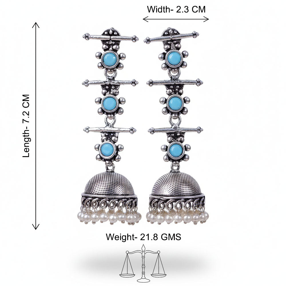 Peacock glow stone studded dangler & Royal Triple Bell Layered Jhumka Combo set