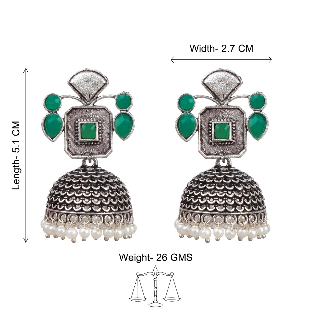 Gorgeous Geometry jhumka earring (Green)