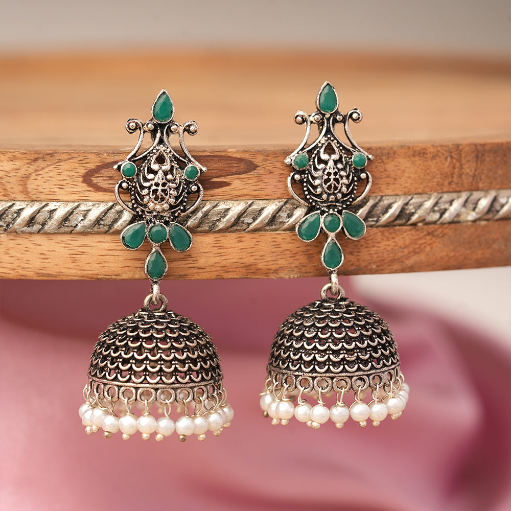 Kalash Kamal Jhumka earring (Green)