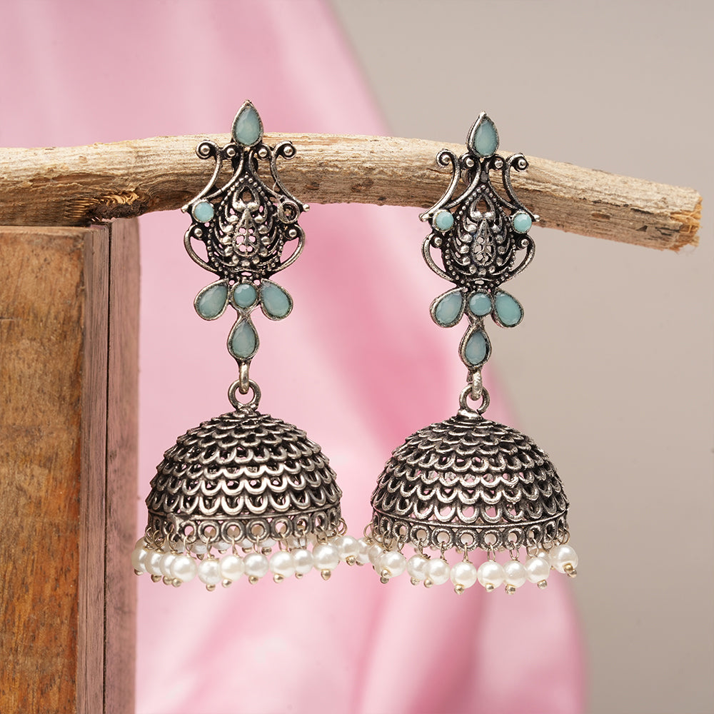 Kalash Kamal Jhumka earring (Mint)