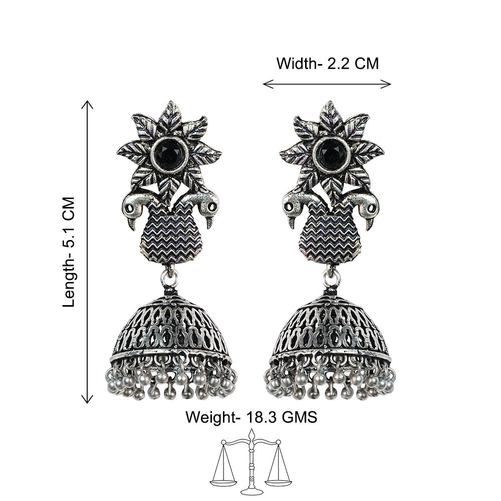 Fearless feathers jhumki earrings (Black)