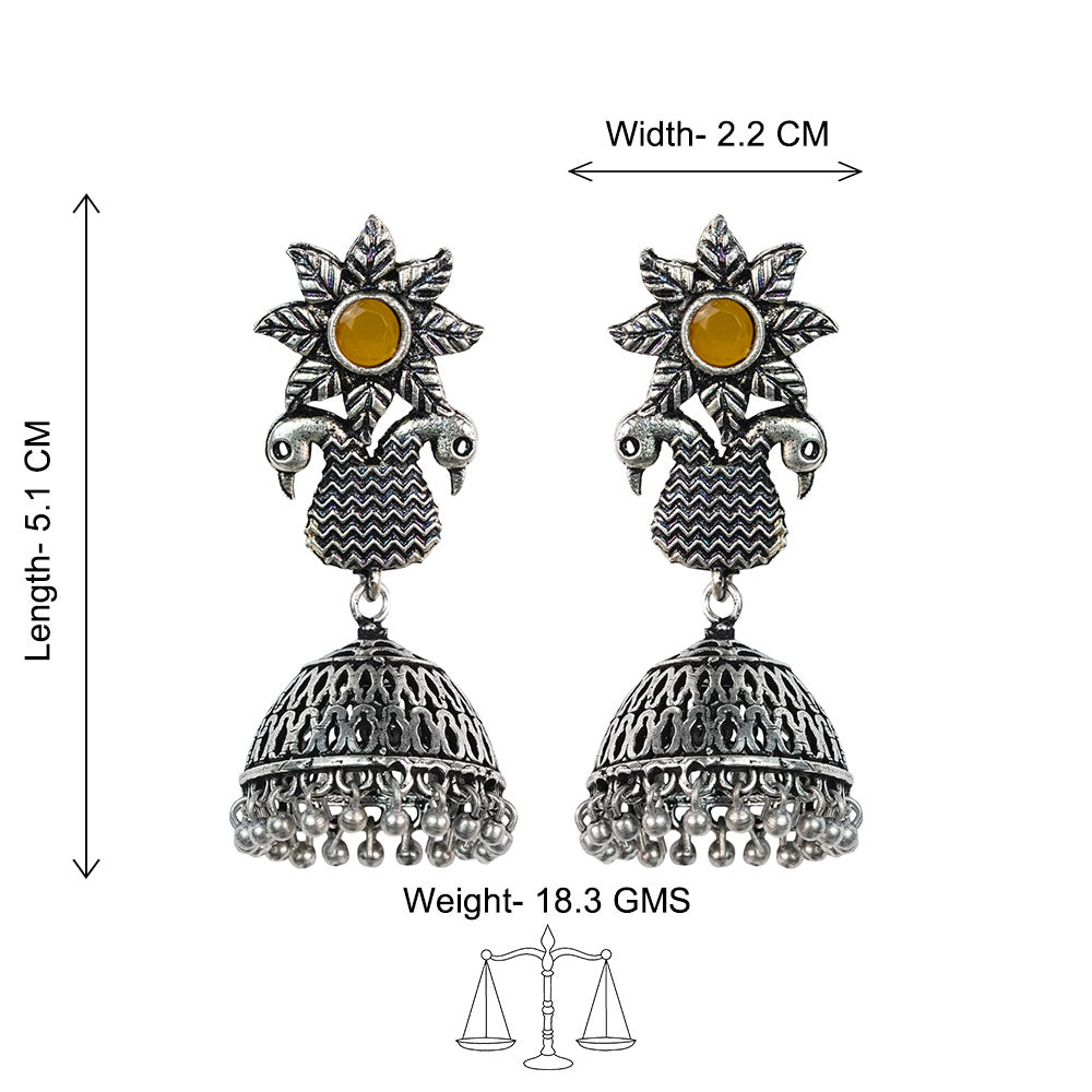 Fearless feathers jhumki earrings (Yellow)