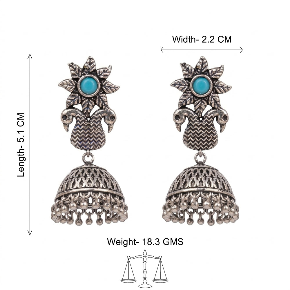 Fearless feathers jhumki earrings (Sky Blue)