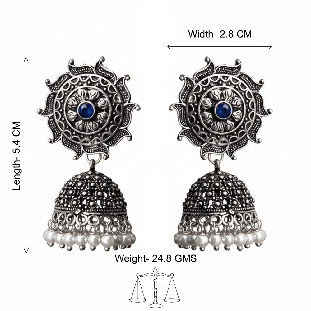Sooraj radiance pearl jhumki earring (Blue)