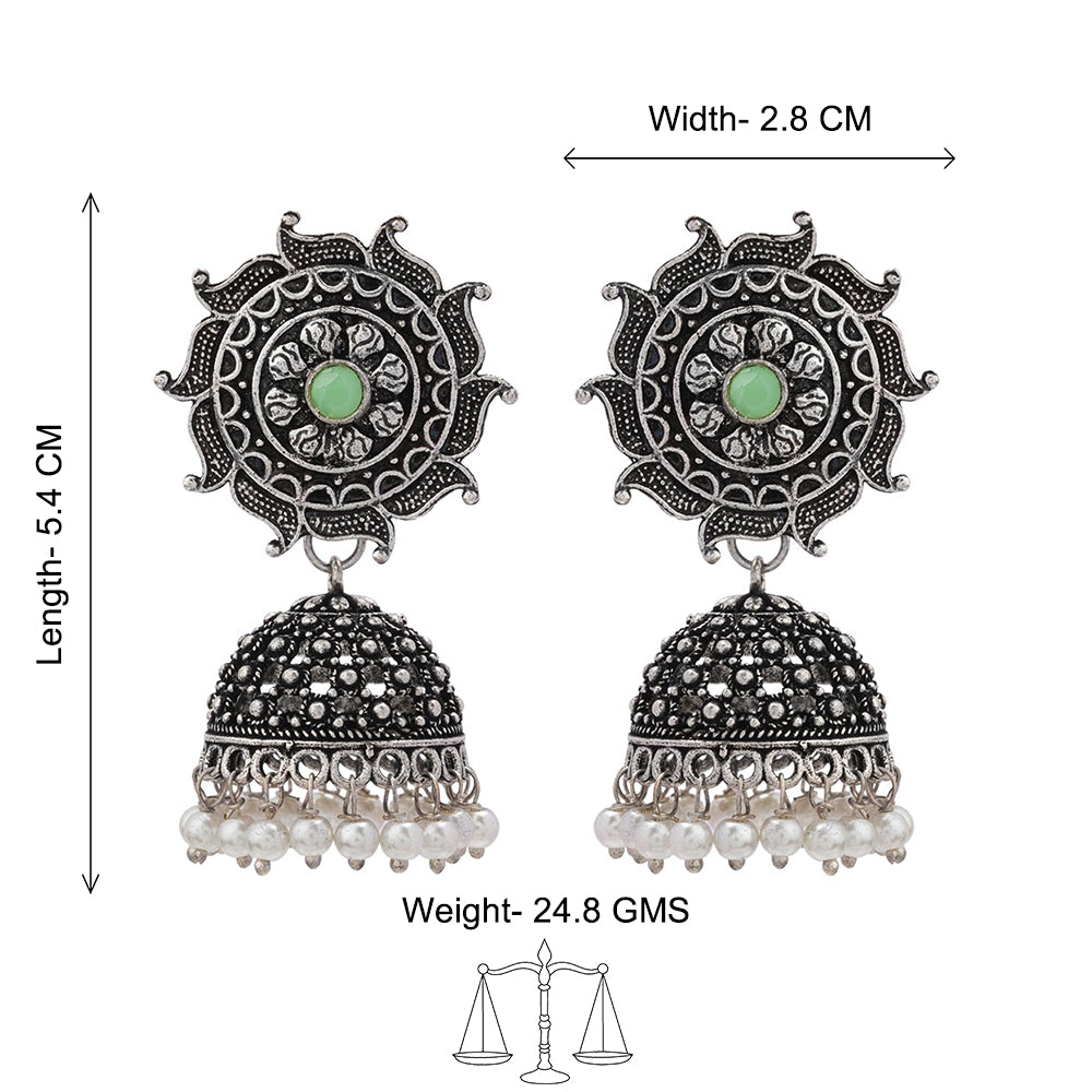 Sooraj radiance pearl jhumki earring (Pista)