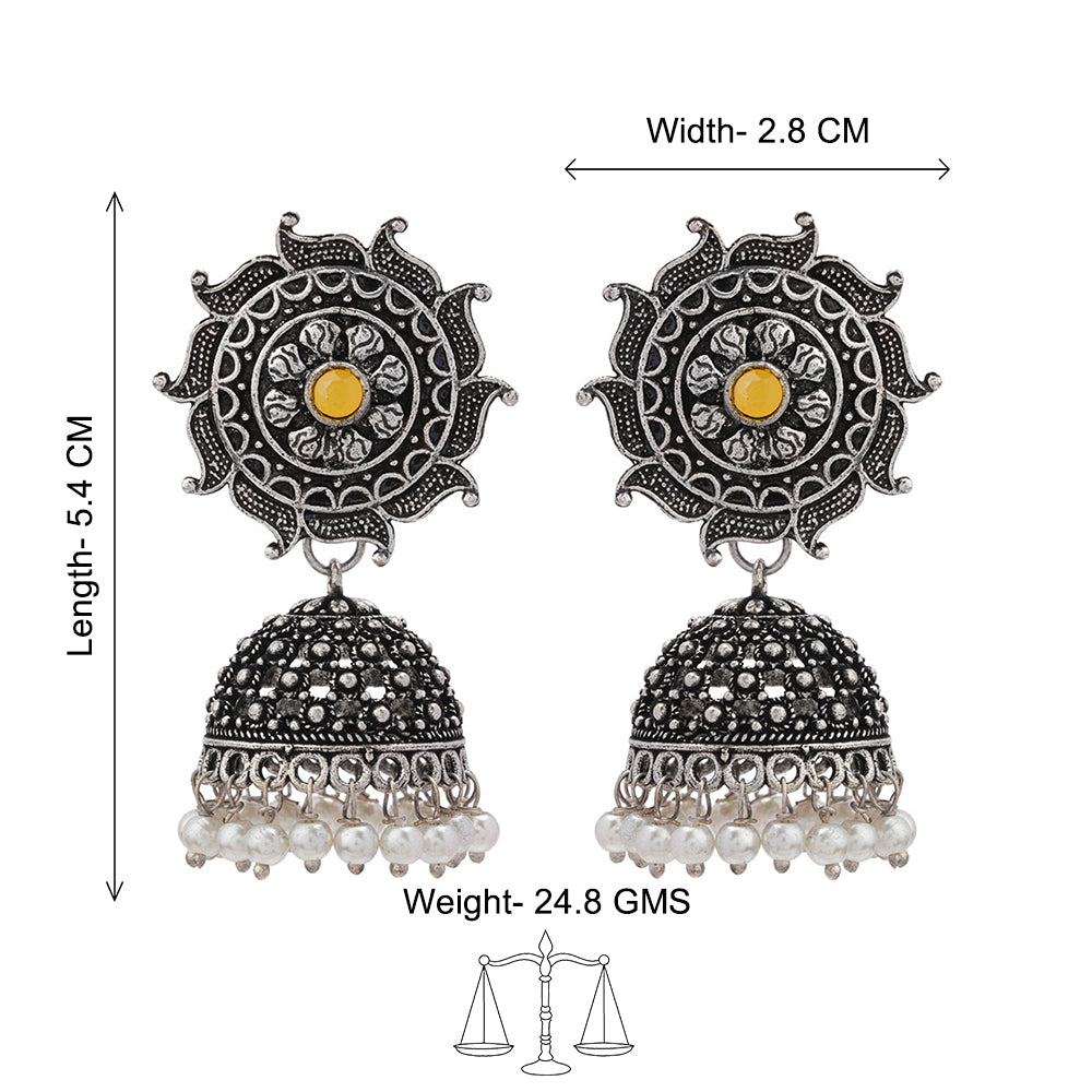 Sooraj radiance pearl jhumki earring (Yellow)