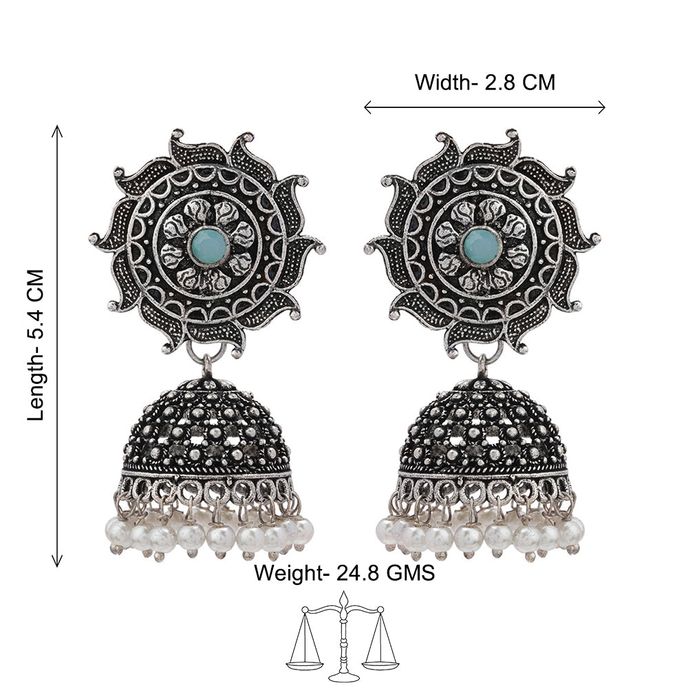 Sooraj radiance pearl jhumki earring (Mint)