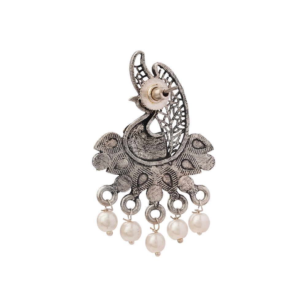 Peacock pearls studds earrings (Multicolored)