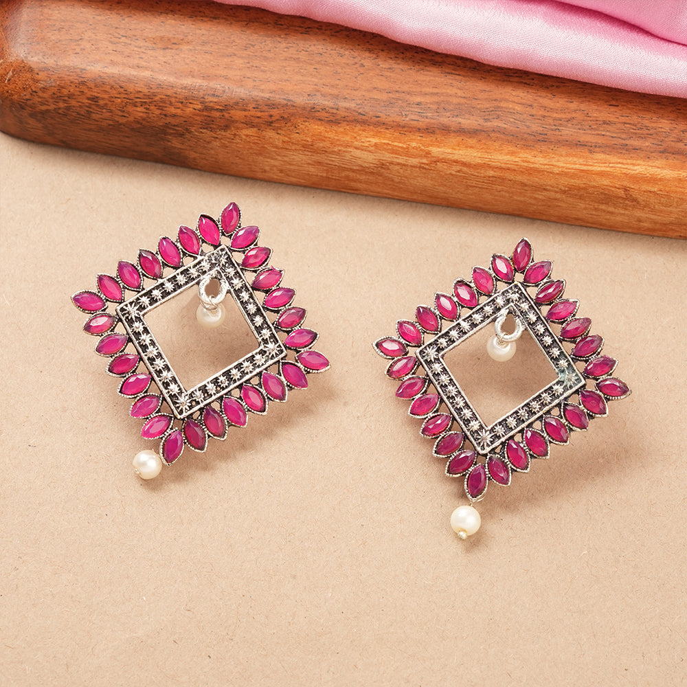 Sass Stone stud earrings (Red)