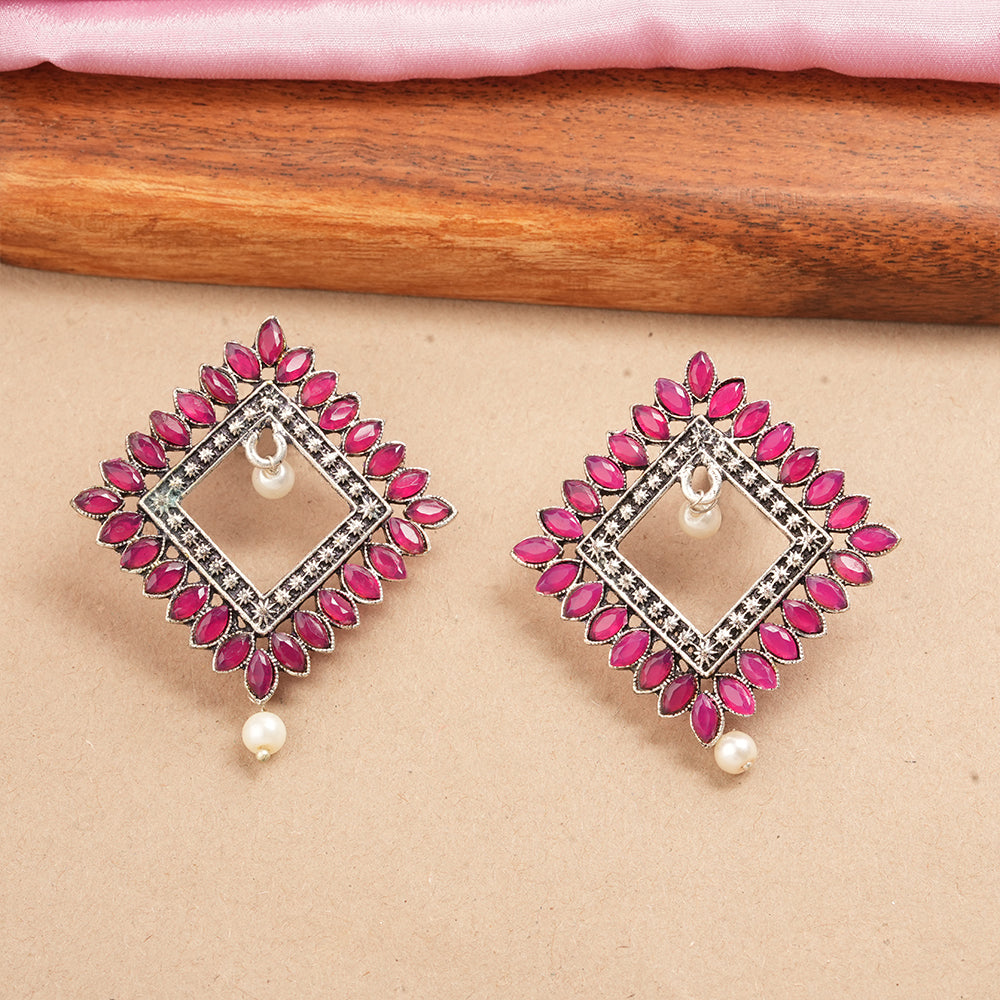 Sass Stone stud earrings (Red)