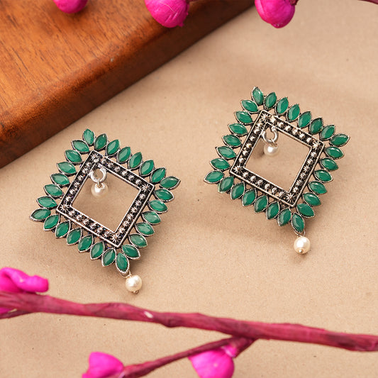 Sass Stone stud earrings (Green)