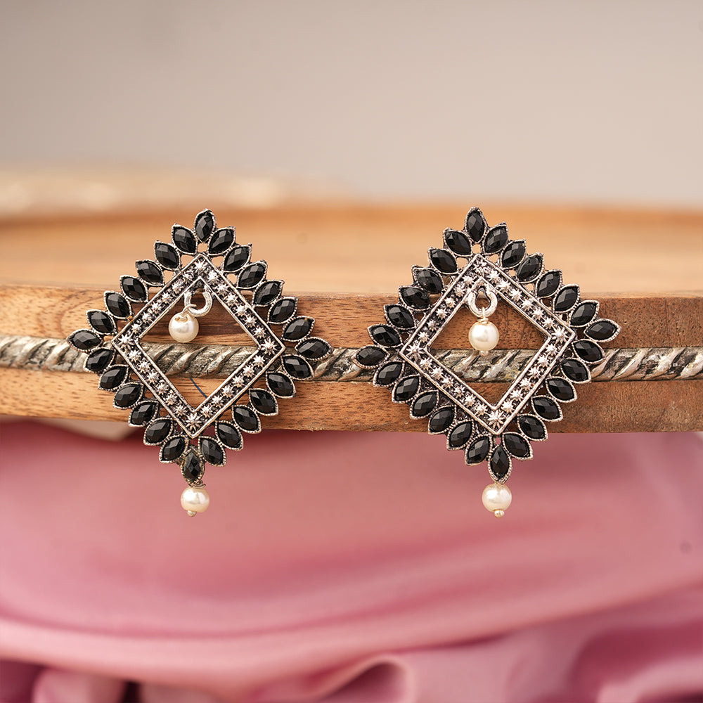 Sass Stone stud earrings (Black)