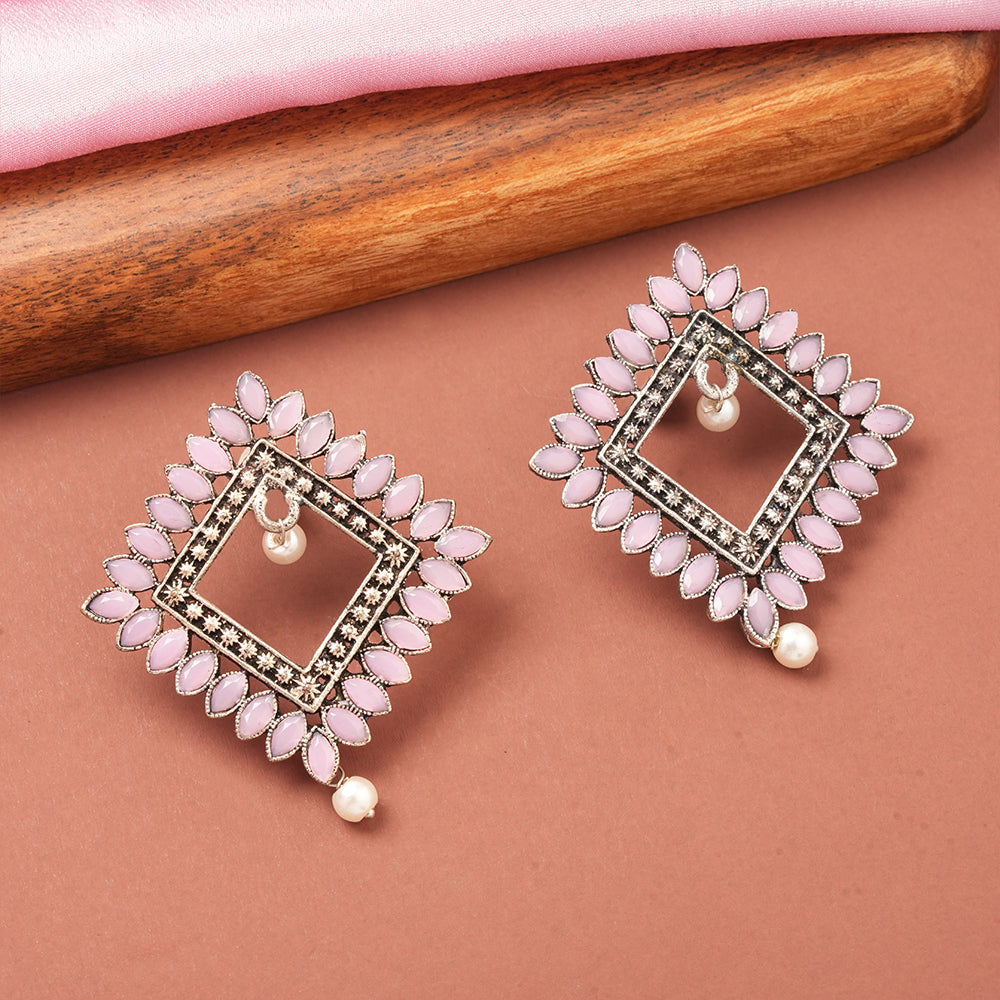 Sass Stone stud earrings (Baby Pink)