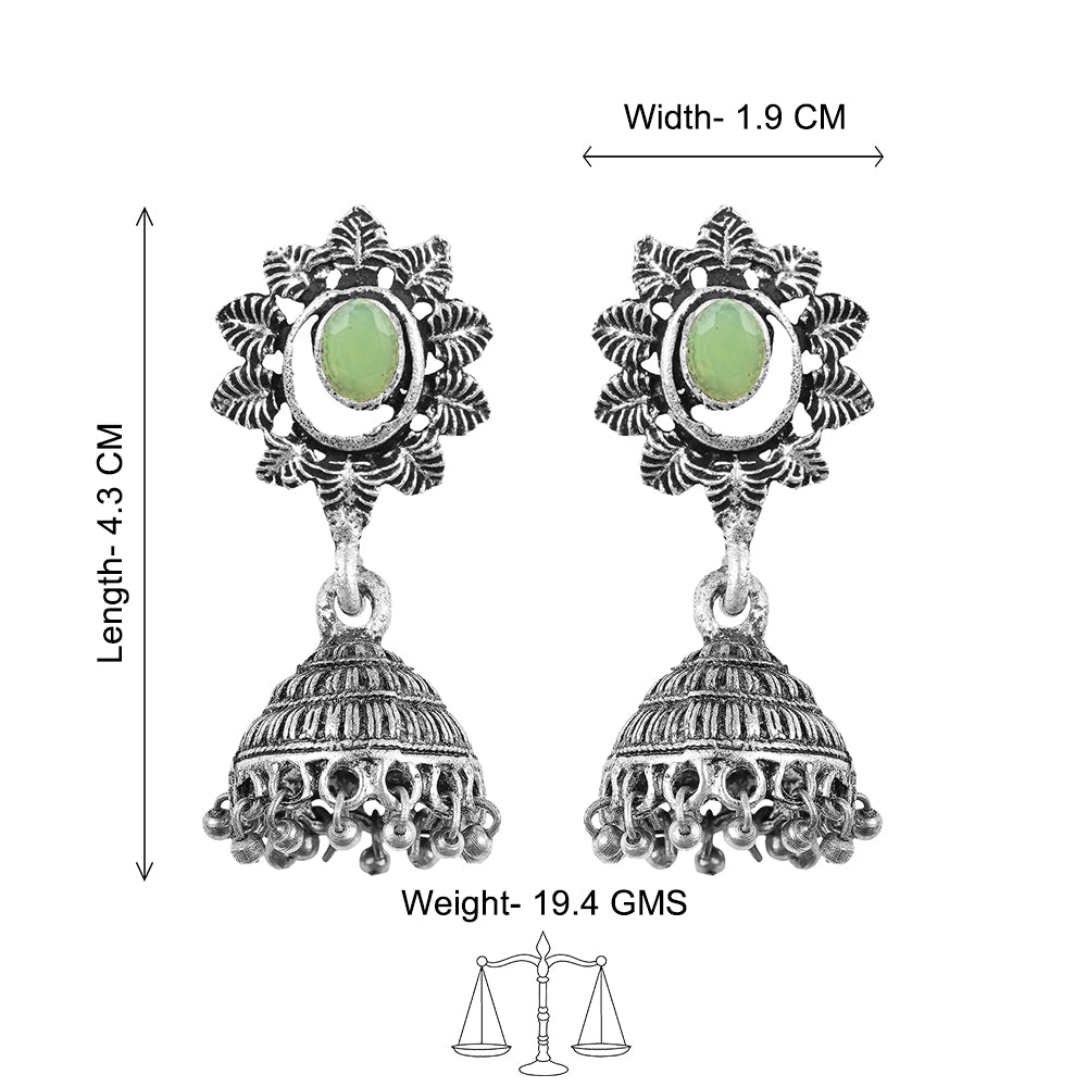 floral charm traditional jhumka earrings (Pista)