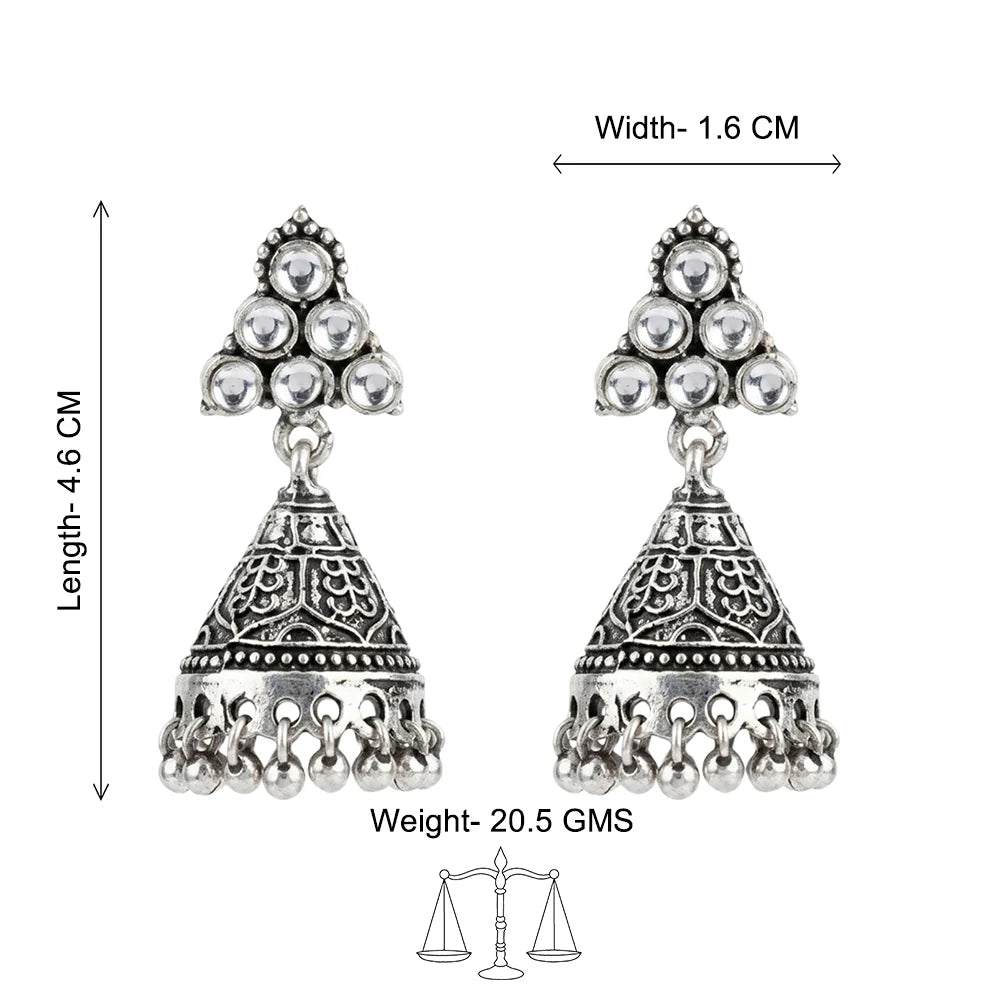 Peacock glow stone studded dangler & I-conical hanging Jhumki Combo set