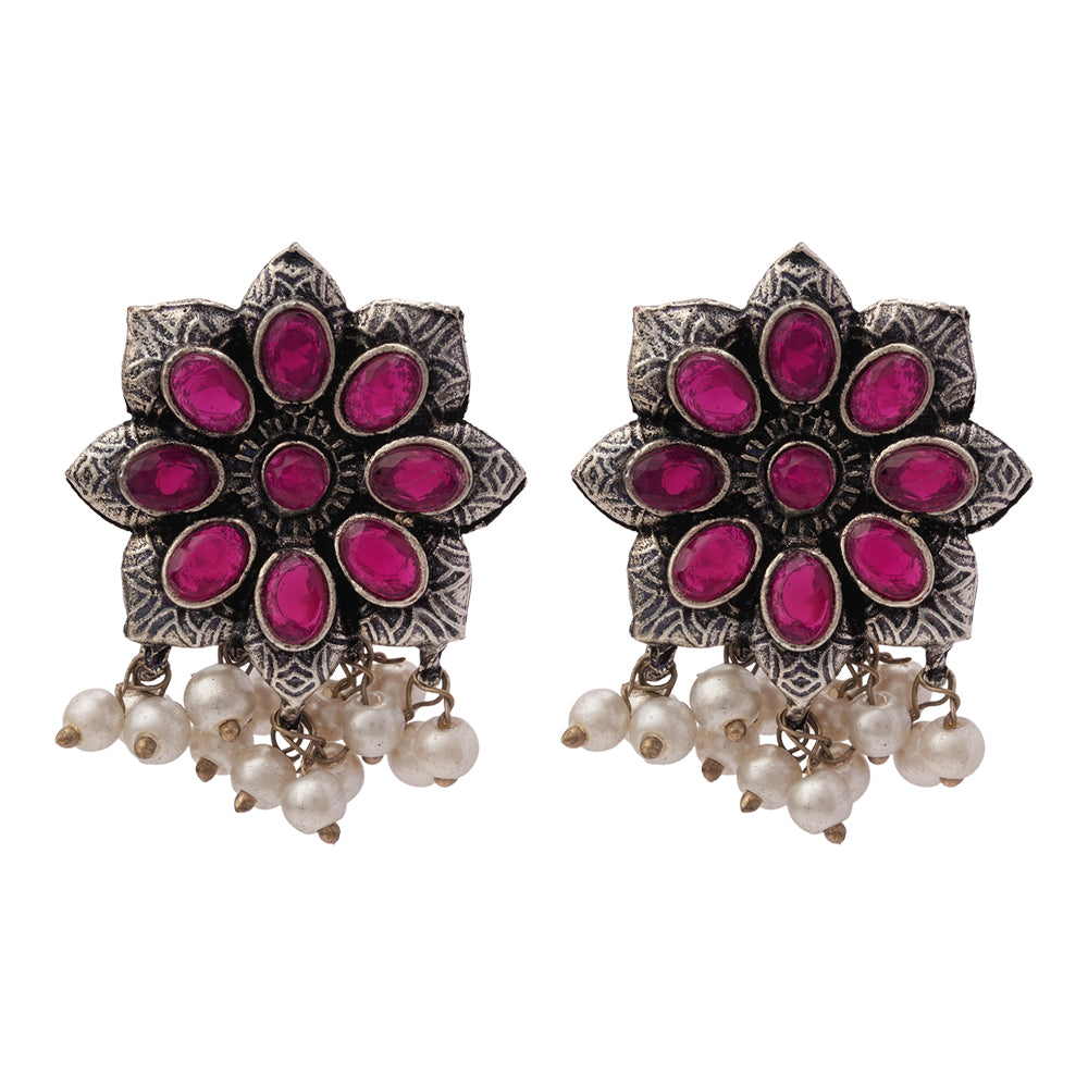 StylishKudi Oxidised Silver Earrings&Chandbali Earrings ComboSet for Women&girl