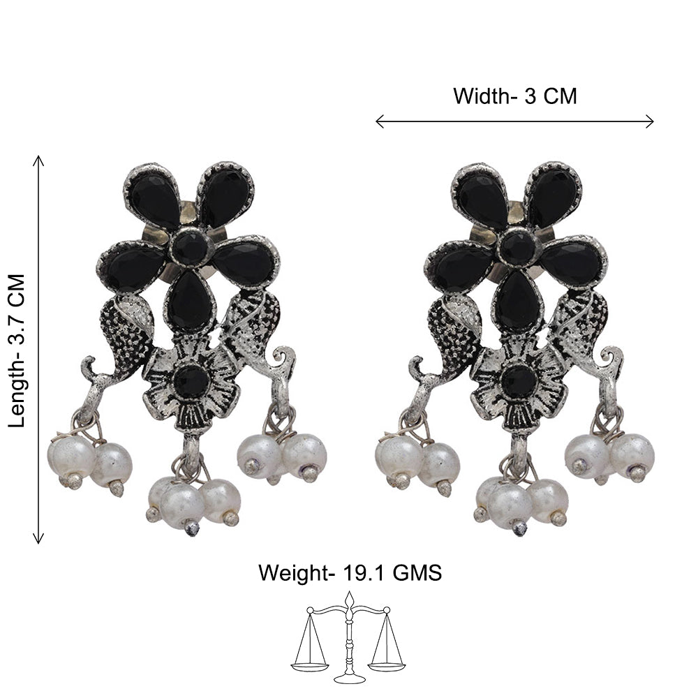 Floral Drop stud earrings (Black)