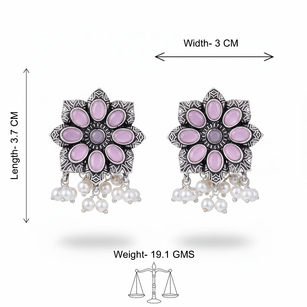 Jugni vibrant stud earrings (Baby Pink)