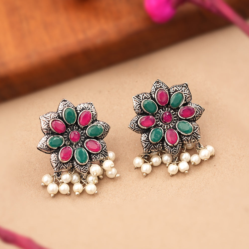 Jugni vibrant stud earrings (Multicolored)