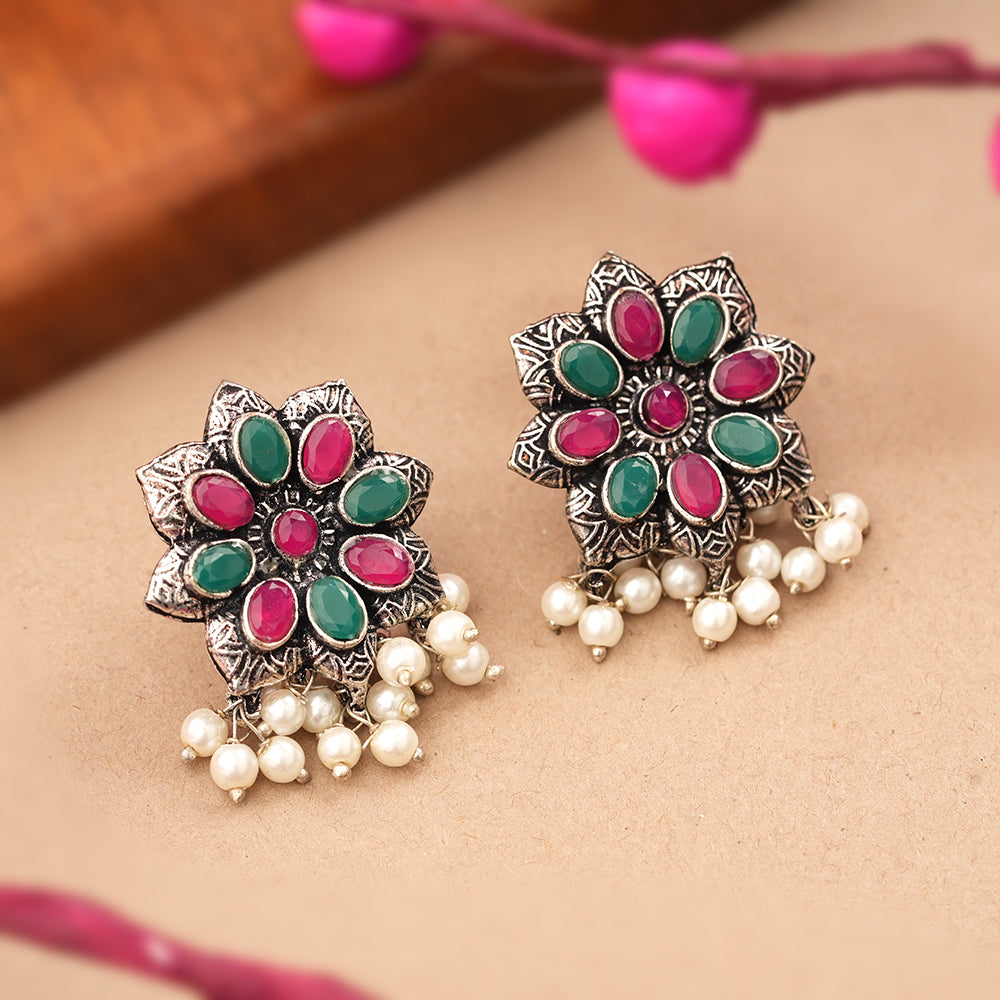 Jugni vibrant stud earrings (Multicolored)