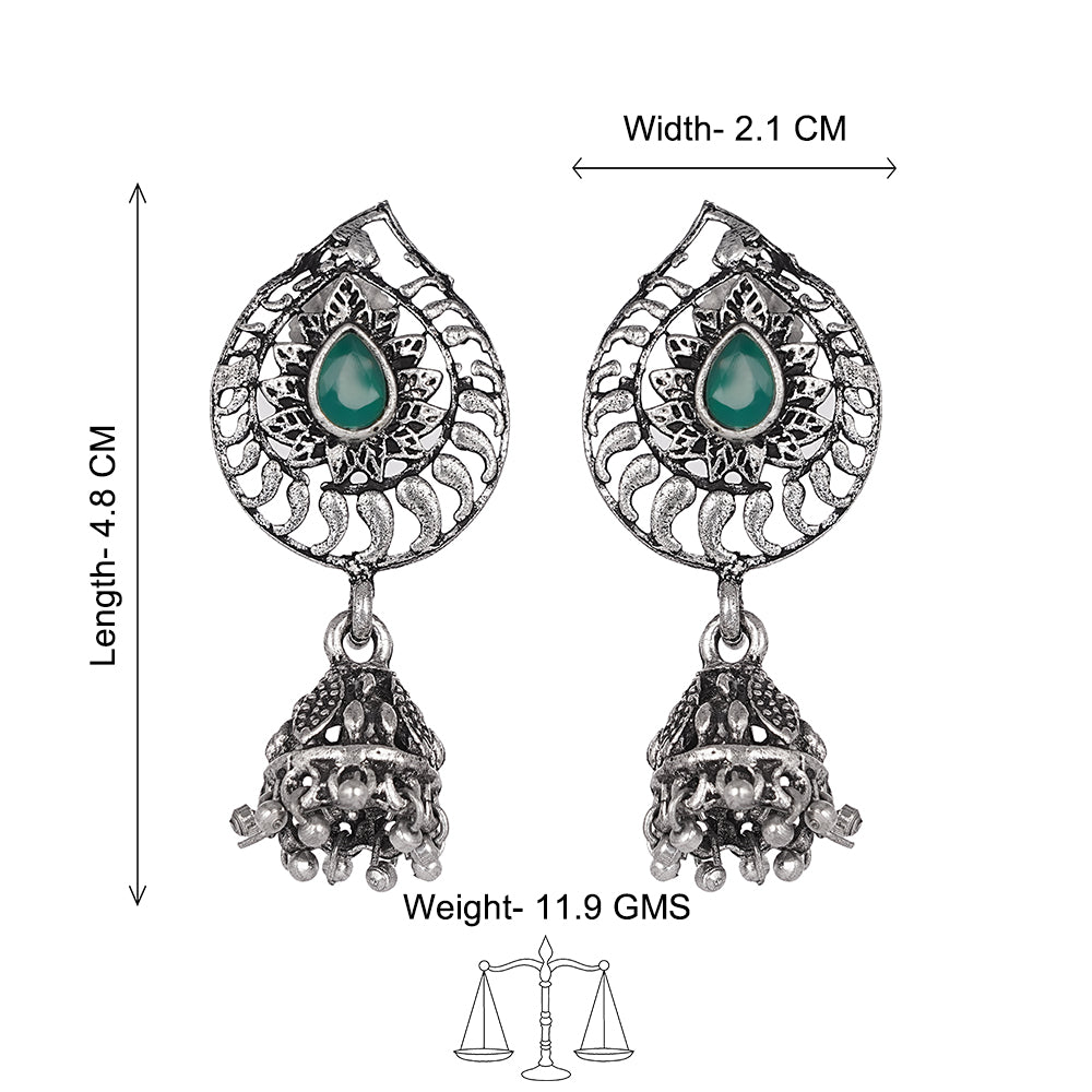 Rain Drop Rani Hanging Jhumki Earrings (Green)
