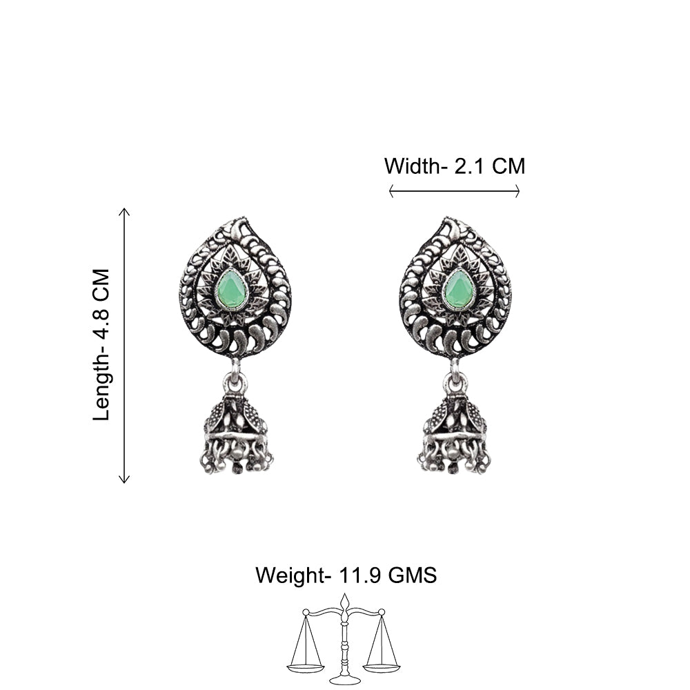 Rain Drop Rani Hanging Jhumki Earrings (Pista)